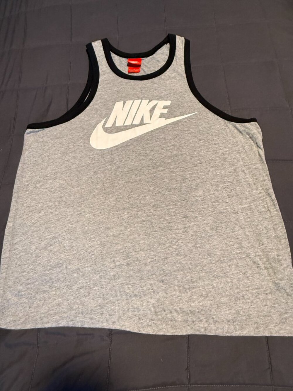 Nike Red Label Futura Logo Tank Top Heather Gray Black Men's Large Vintage Y2K